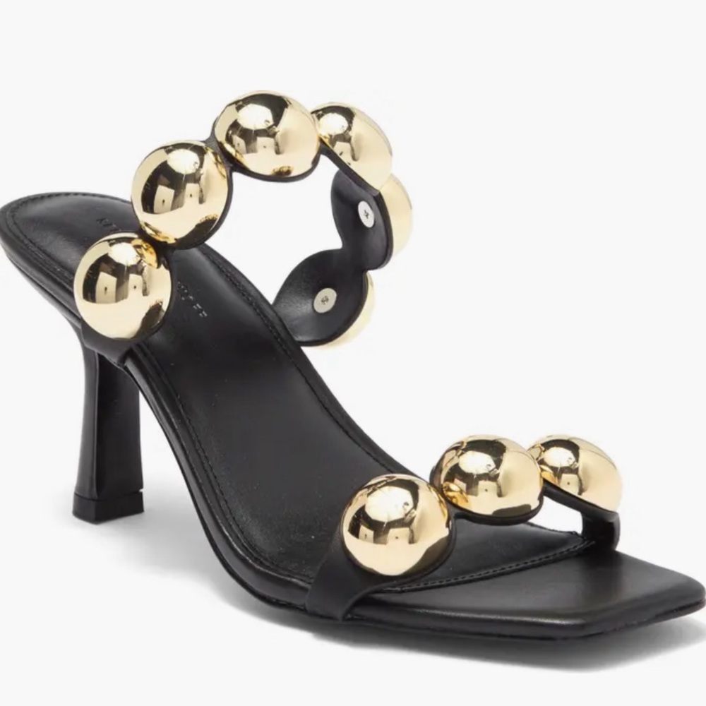 Rebecca Minkoff Black and Gold Annita Sandal